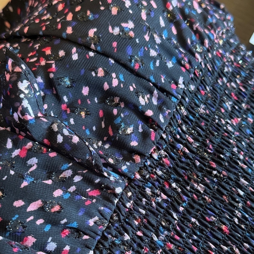 Aqua Women’s Large Black and Pink Ruffle Smocked Maxi Dress - Picture 9 of 9